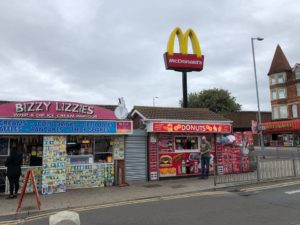 Paul buying doughnuts in Skeg-Vegas