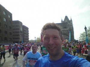 London Marathon - running over Tower Bridge 12.5miles stage